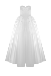 Delphine Satin Strapless Maxi Gown - White